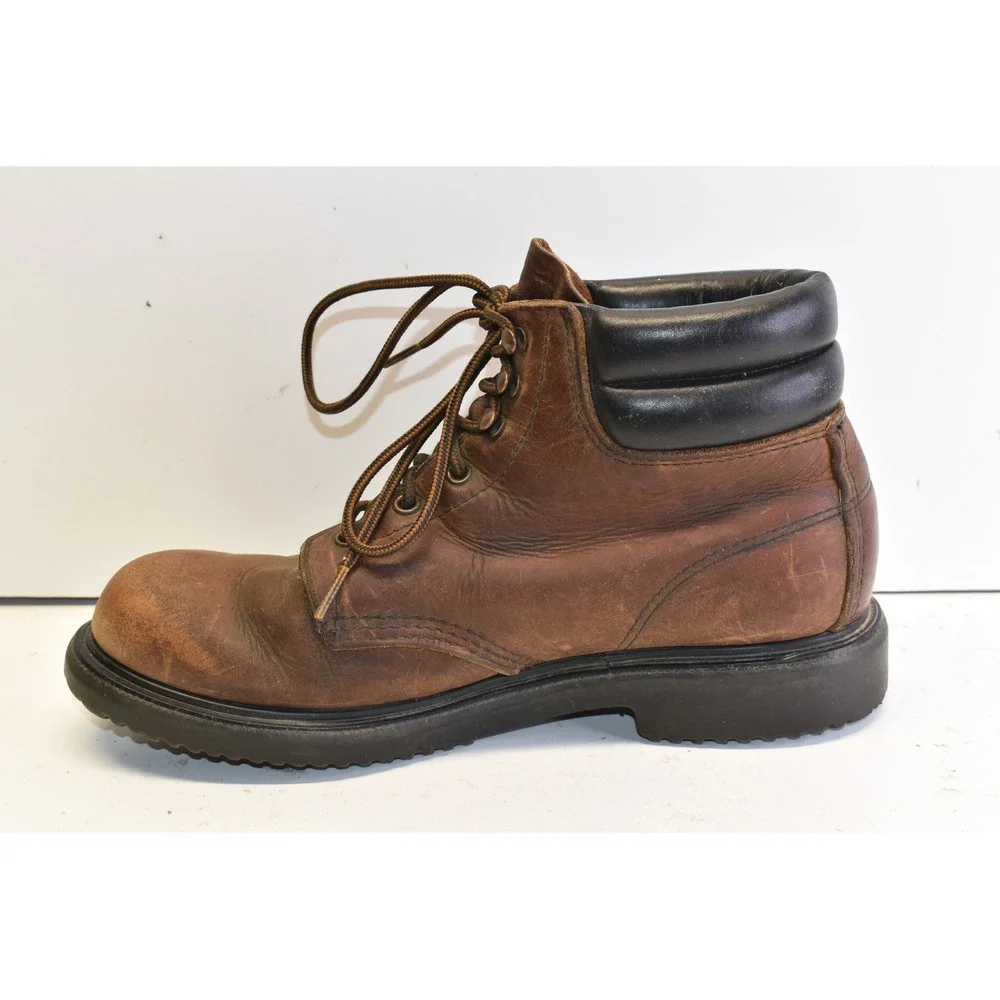 Red Wing 1607 Supersole Work Boots Brown Mens 9B Leather Lace Up Padded USA 90's
